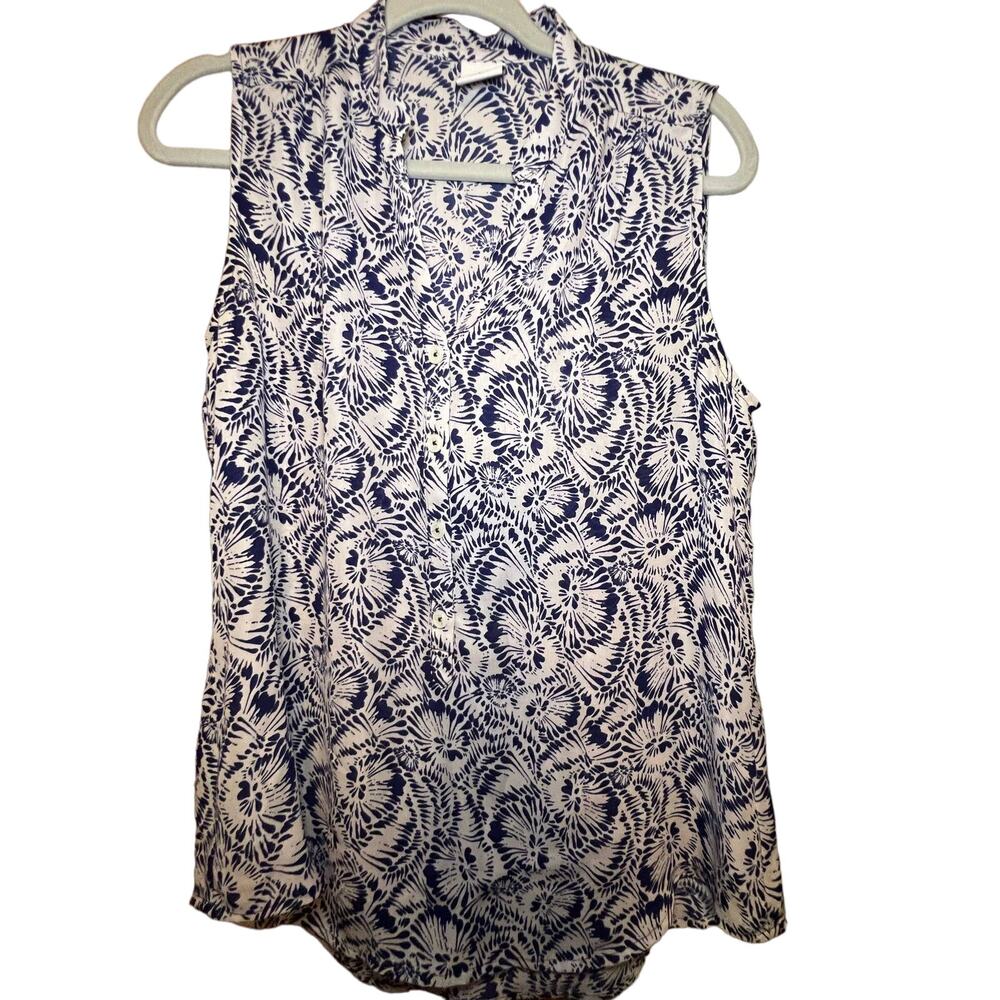 Cabi Sleeveless Shirt Size Small Blue & Gray Tunic Shell